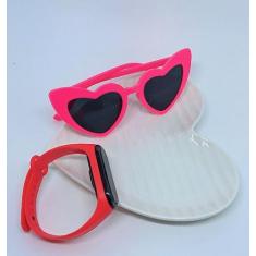 Kit Relógio Infantil Meninas Digital Led Prova água Bracelete Silicone