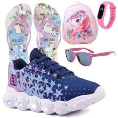 Tenis Infantil De Led Meninas Calce Facil Desenhos Luzinha LIGHT + Moc
