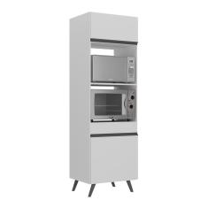 Paneleiro 2 Portas 63cm Para Forno E Microondas Veneza Multimóveis V3679 Branco/preto Branco/preto