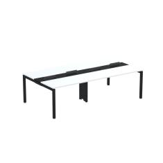 Mesa De Plataforma Dupla Para 4 Pessoas Corporativa 130x140-4p Pdc13-14-4p Branco-preto