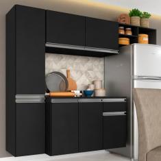 Armário De Cozinha Suspenso 4 Peças Liris Preto - Móveis Arapongas Preto Fosco