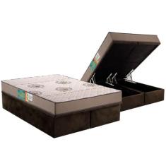 Conjunto Box Baú Queen: Colchão Espuma Polar D33 Pérola Clean + Base C