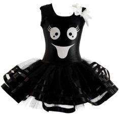 Fantasia Fantasminha Preto Infantil Vestido Luxo Halloween - Fantasias