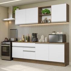 Armário de Cozinha Completa 240cm Rustic/Branco Glamy Madesa 06