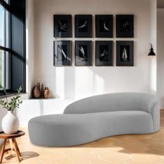 Divã Recamier Orgânico França 180cm Lado Esquerdo Linho - Doce Sonho M