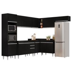 Armário de Cozinha Modulada de Canto 8 Peças CP01 Balcão Preto - Lumil