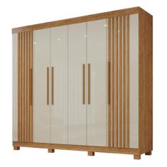Guarda-Roupa de Casal 100% MDF 6 Portas 4 Gavetas Inglaterra Ripado - 