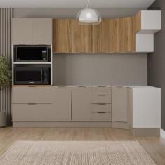 Cozinha Modulada 7 Peças sem Tampo com Rodapé Ipanema CabeCasa Madeira