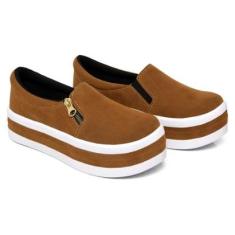 Tênis Blogueira feminino plataforma em Camurca-Feminino