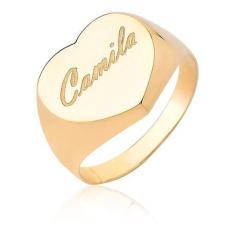 Anel Com Nome Personalizado Manuscrito Ouro 10k A502 - MAEHLER Arte Em