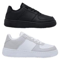 Kit 2 Pares Tênis Sneakers Air Casual Masculino Feminino Blogueira Skate-Unissex
