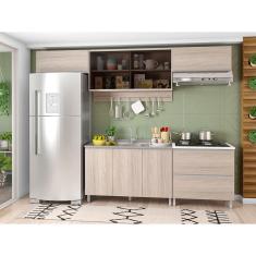 Cozinha Completa Bartira Amazonita com 8 Portas, 1 Gaveta e 4 Prateleiras - 280cm de largura