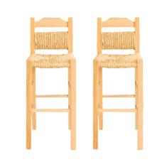 Kit 2 Banquetas com Assento e Encosto de Palha