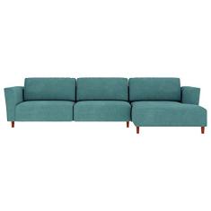 Sofá 310cm com Chaise Direita Franz Suede Turquesa - Gran Belo