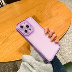 Capa transparente luxuosa com diamante de cristal para iPhone 14 13 12 11 Pro Max X XR XS 7 8 Plus capa de silicone macia transparente e brilhante, roxa, para iphone 13 pro