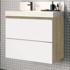 Gabinete para Banheiro Suspenso 80cm sem Lavatório Bumi Wood/Branco