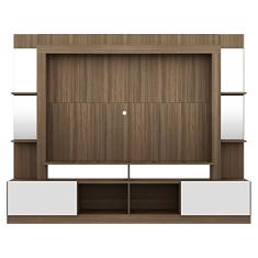 Rack c/Painel Tv 65" Prateleiras c/Espelho Oslo Multimóveis Madeirado/branco