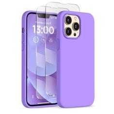 COFFKER Capa projetada para iPhone 13 Pro, capa de silicone líquido com [2 protetores de tela], [proteção militar à prova de choque] capa fina para celular com forro de microfibra de 6,1 polegadas,