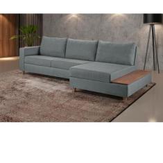 Sofá Fixo com Chaise Milão 2,88cm Lateral em Madeira Linho Grafite - B