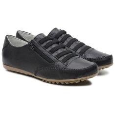 Tênis Casual Krn Shoes em Couro com Elastico Ziper Lateral e Bico Redo