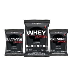 Kit turbo whey + glutamina + creatina - CAVEIRA PRETA, N/A, BAUNILHA, 