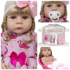 Boneca Reborn Loira Corpo De Silicone Enxoval Com Bolsa - Cegonha Rebo