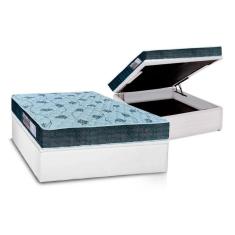 Cama Box Baú Casal: Colchão Ortopédico Orthoflex D45 / Ep Cecina + Base Crc Courano White(138X188)
