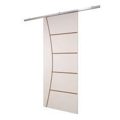 Porta De Correr Branco Prime Frisada Kit Alumínio F10 - 210x80