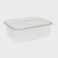 Pote de Plástico Descartável para Alimentos Retangular com Tampa 1000ml com 24 Unidades Prafesta