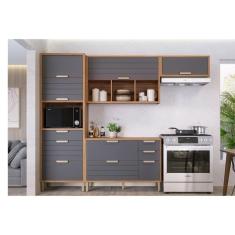 Cozinha Completa Eloise 4 Peças (2aéreos+1balcão+1torrequente) C4p181 Freijo-titanium - Mgm