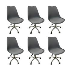 Kit 8 Cadeiras para Escritório Secretária Decorativa Eames Chicago Cinza