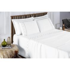 Cama Casal Queen Size Madri Bordado 300 Fios Branco