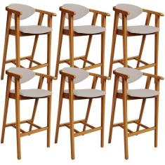 Kit 06 Banquetas Alta Para Cozinha Bancada Bar Sala De Jantar Fixa Cec