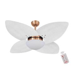 Ventilador De Teto Dormamu Cobre 4 Pás Palmae Branco 220v Com Controle