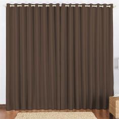 Cortina 2 Mts Sala Quarto Escritório Blackout Para Trilho Suisso Tabaco
