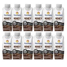 Kit com 12 Bebida Piracanjuba Whey 250 Ml - Sabor Cacau