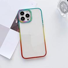 Capa de telefone transparente transparente colorida a laser gradiente de luxo para iPhone 14 13 12 Pro Max 14 Plus lente de metal capa de acrílico rígido, A, para iPhone 14Pro Max