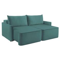 sofá 3 lugares retrátil moon com usb linho verde 220 cm