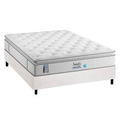 Conjunto Box Casal: Colchão Molas Plumatex MasterPocket Ensacadas Confortgel + Base CRC Courano White(138x188)