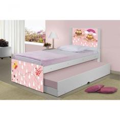 Bicama Juvenil Adesivada Corujinhas E Borboletas