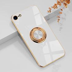 aowner Capa com suporte de anel para iPhone SE 3/SE 2/iPhone 8/7 com borda de ouro rosa brilhante com suporte de rotação de 360 graus para mulheres e meninas, capa protetora de TPU flexível e macia,