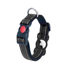 Coleira de cachorro com suporte de airtag, fivela refletiva de liberação de coleira de cachorro com suporte de airtag de silicone para coleira de cachorro, suporte de coleira para cães e gatos (preto,