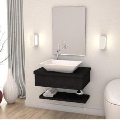 Bancada para Banheiro com Cuba RT45 Prateleira e Espelheira 606w Metró