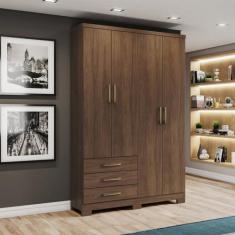 Guarda Roupa Solteiro 4 Portas 3 Gavetas Caju - Henn