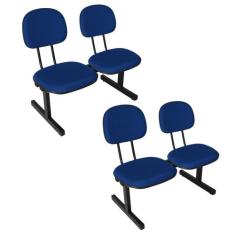 Kit 2 Cadeiras Escritório Longarinas de 2 Lugares Ecoflex