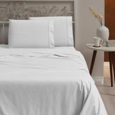 Jogo lençol king 3 peças 100% algodão 400 fios branco - Paulo cesar