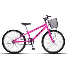Bicicleta Aro 24 Kls Free Freio V-Brake Mtb Feminina, Rosa chiclete, P