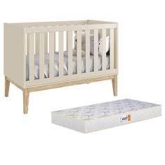 Berço Americano Classic com Pés Madeira Natural e Colchão D18 - Reller