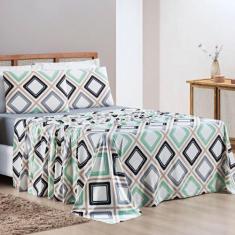 Jogo de Lençol Cama Queen 4 peças 100% Algodão Malha Penteada Quality 