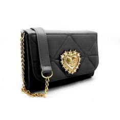 Bolsa Transversal Feminina Tiracolo Coração Alça Corrente  - Exclusive